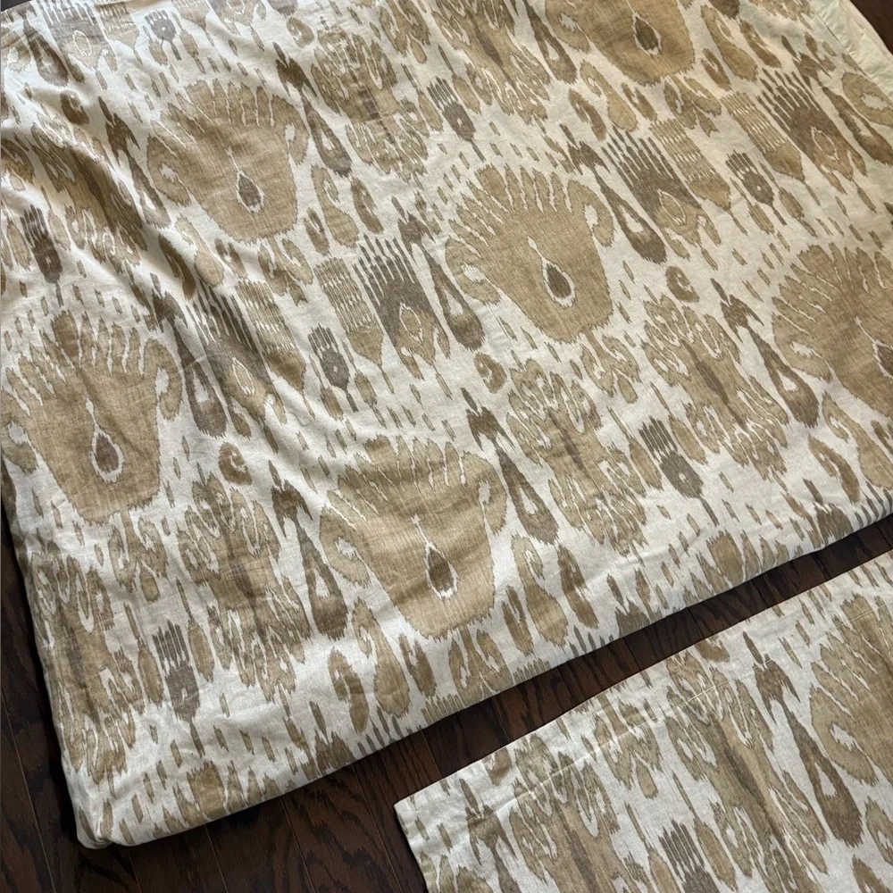 Pottery Barn Linen Cotton Vivian IKAT KING Duvet Plus 2 Standard Shams